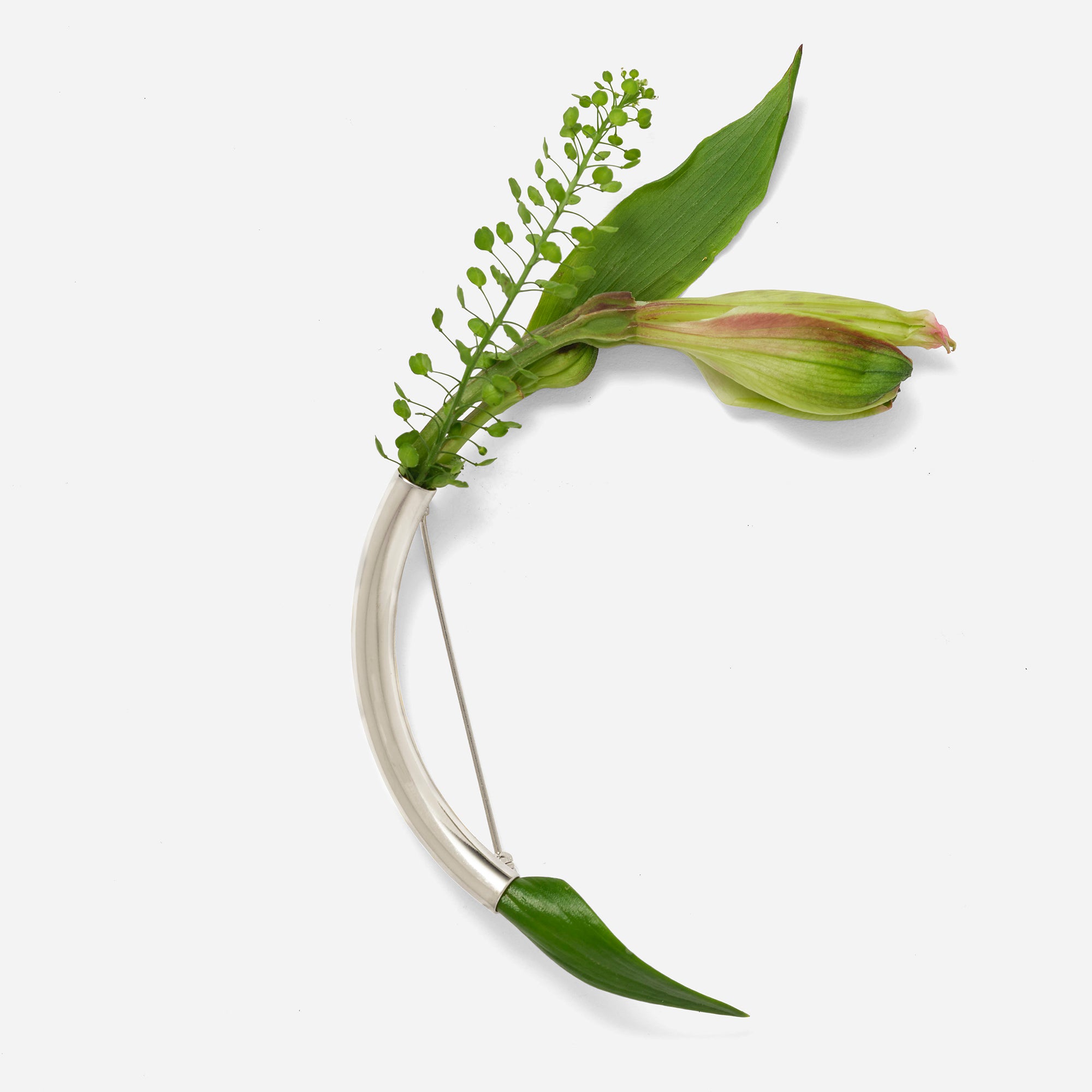 Botanical Brooch- Silver Composition 5