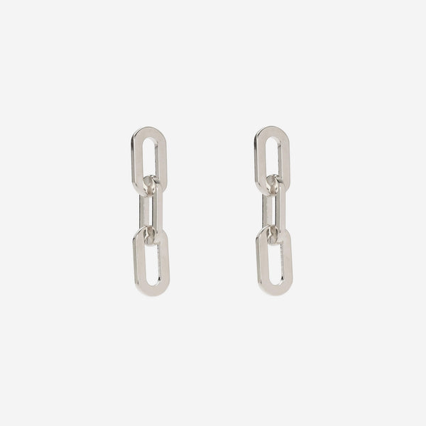 Octagon Chain Earrings in Silver