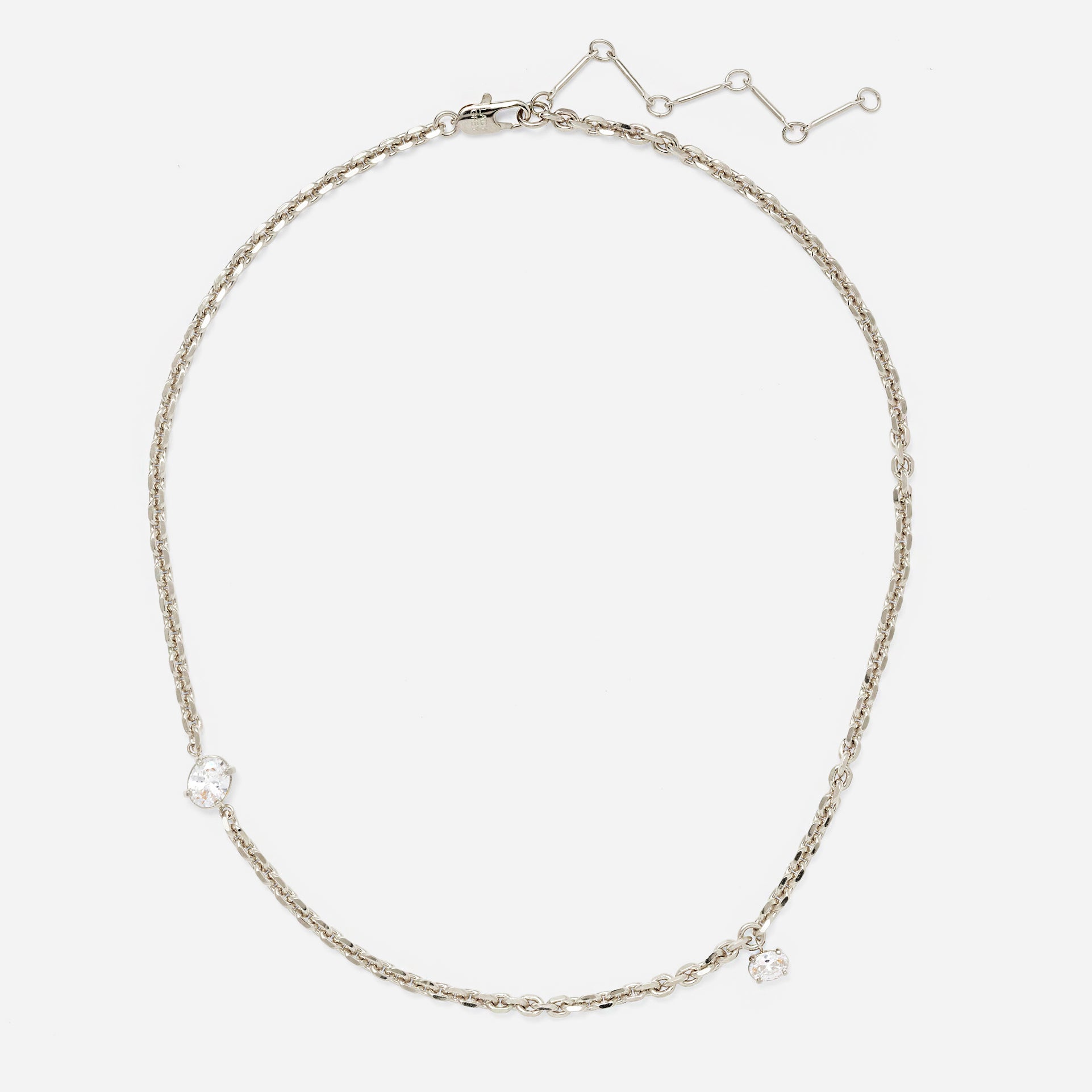 Crystal Tilt Necklace in Silver