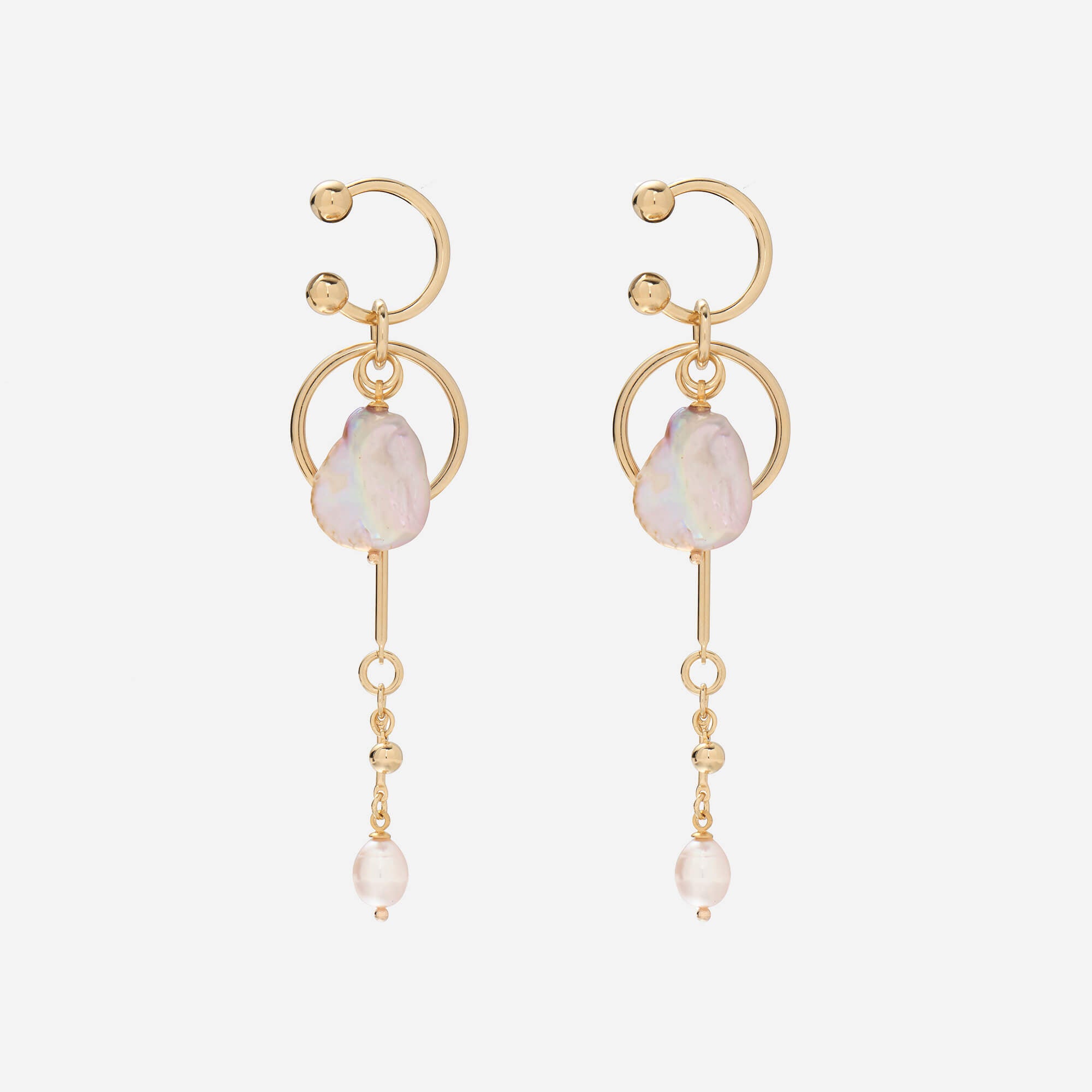 Mobile Barbell Earrings in Gold
