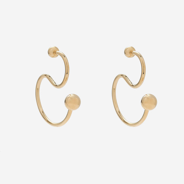 Swerve Barbell Earrings in Gold