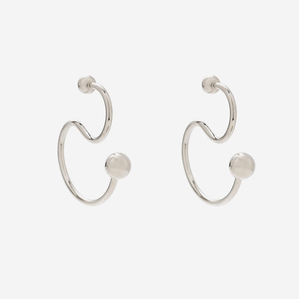Swerve Barbell Earrings in Silver