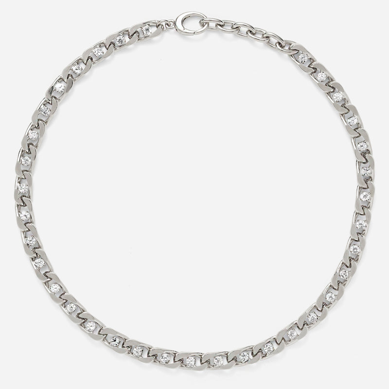 XL Crystal Chain Necklace in Silver