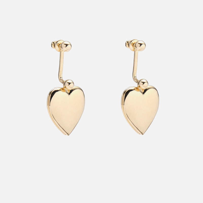 Heart Locket Earrings in Gold