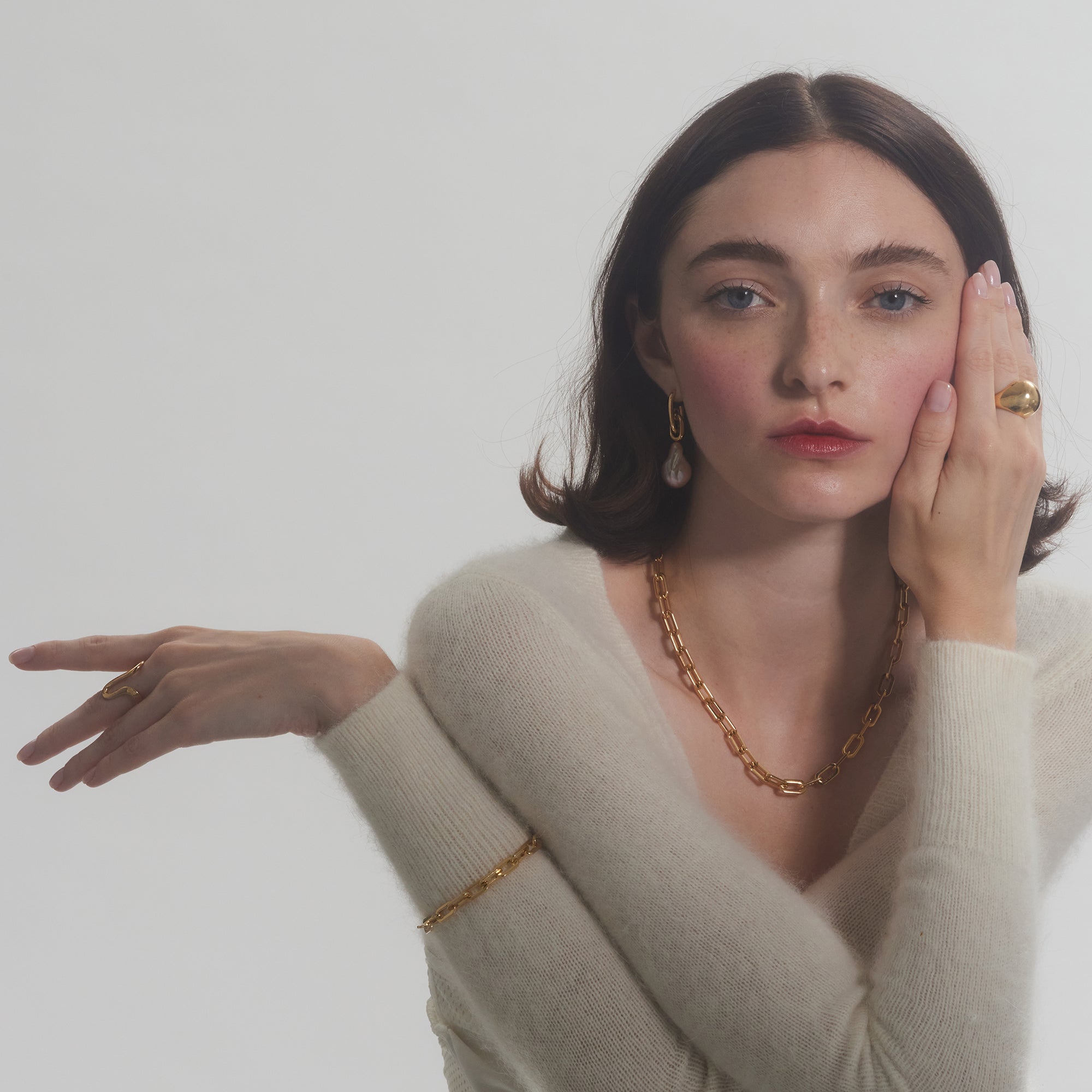 Octagon Chain Necklace in Gold