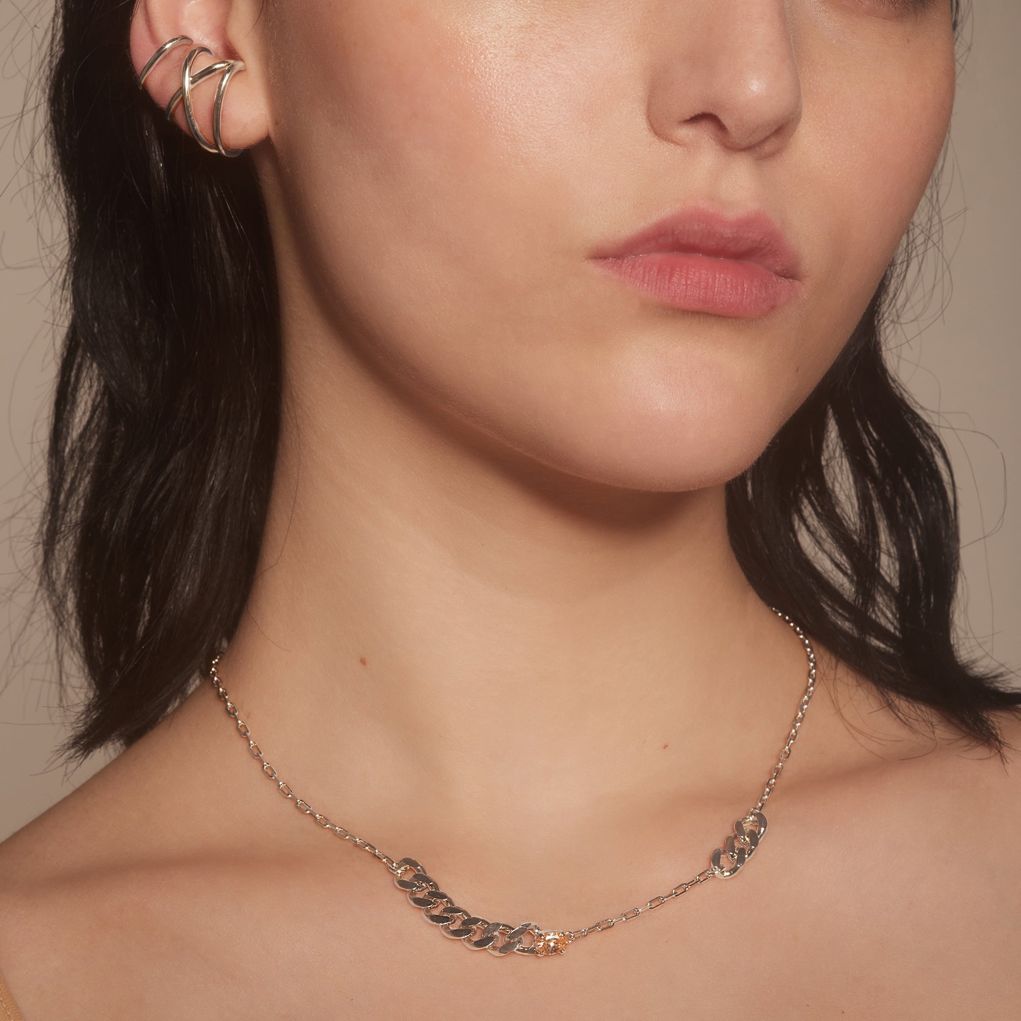 Trace Necklace with Zircon in Silver