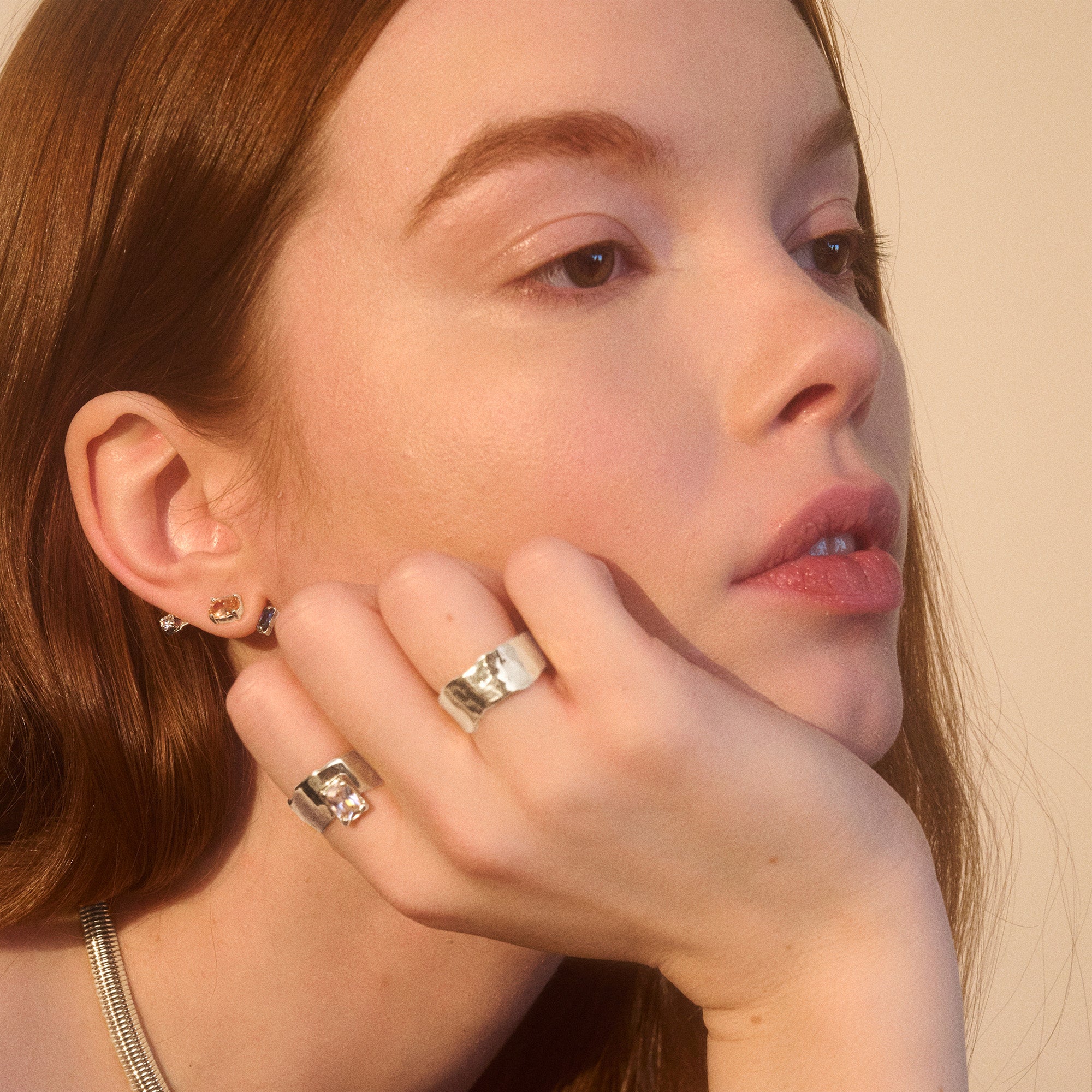 Wade Ring with Zirconia in Silver