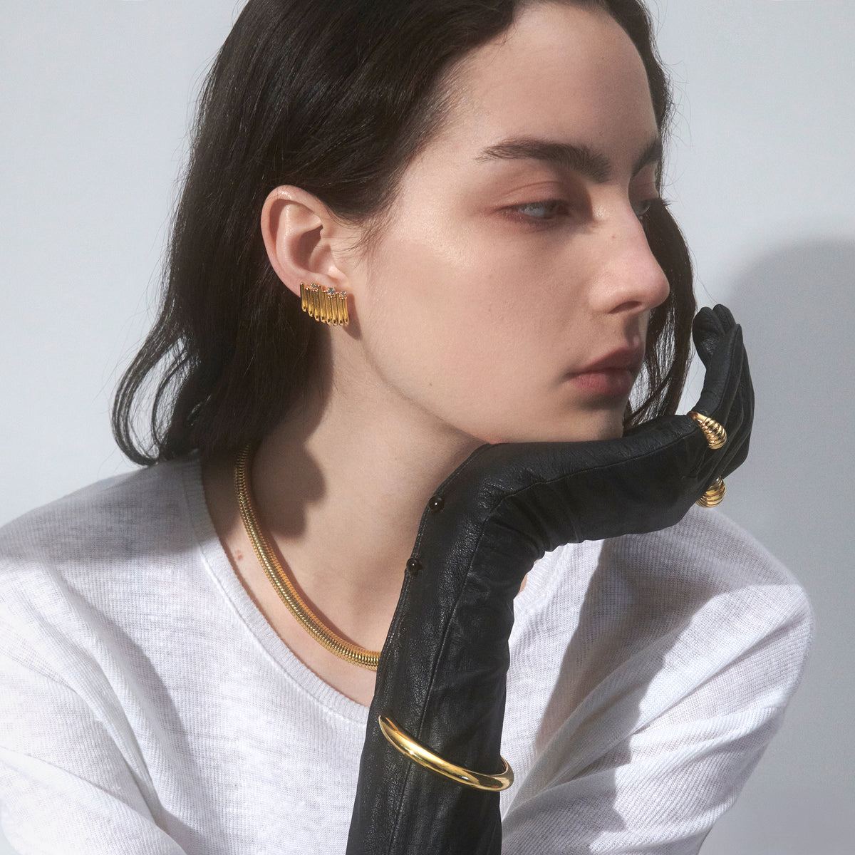 Crystal Strata Earrings in Gold