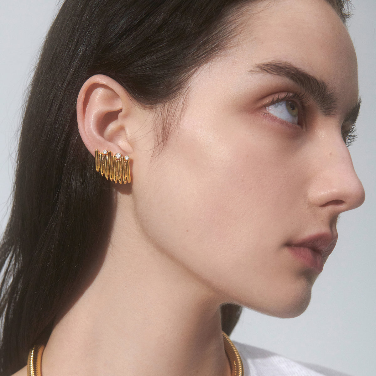 Crystal Strata Earrings in Gold