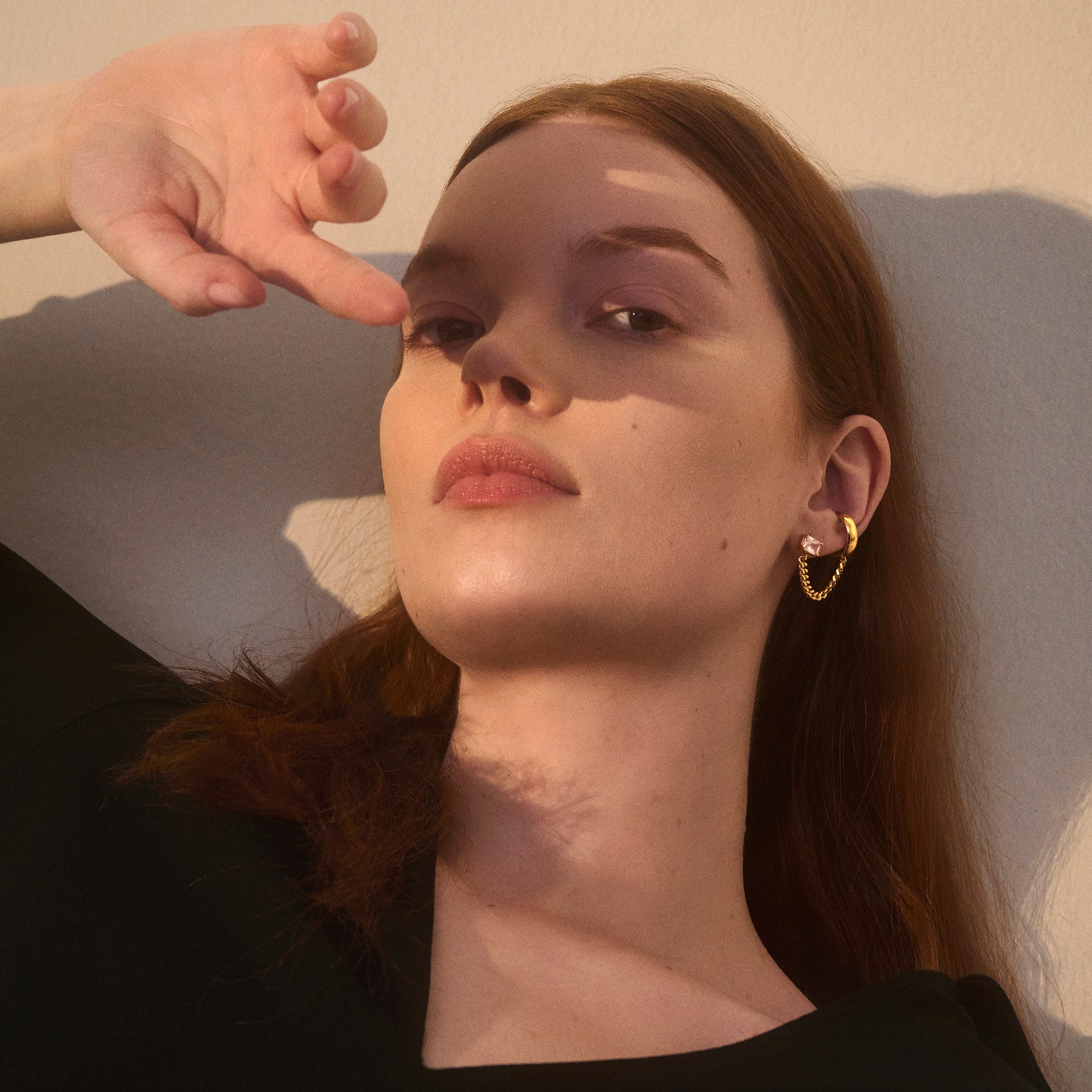 Crystal Tether Earring in Gold