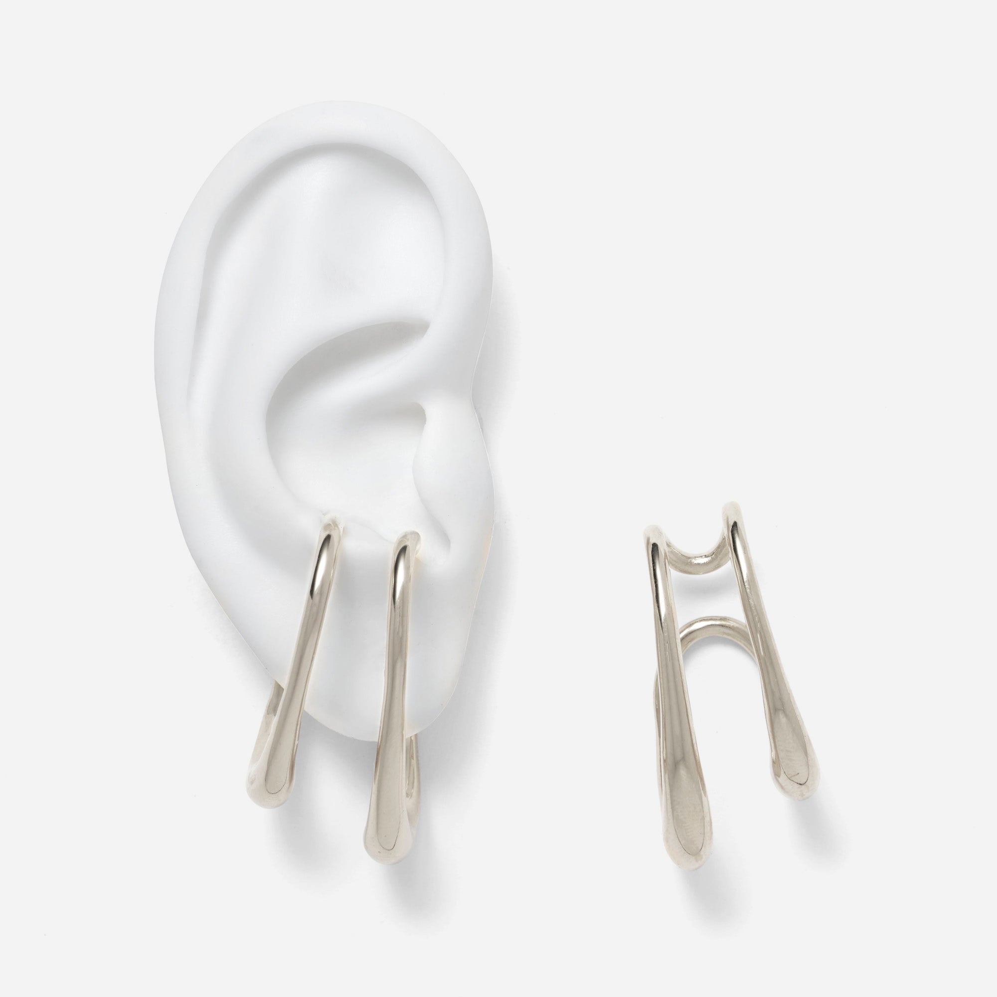 Double Lair Ear Cuffs in Silver
