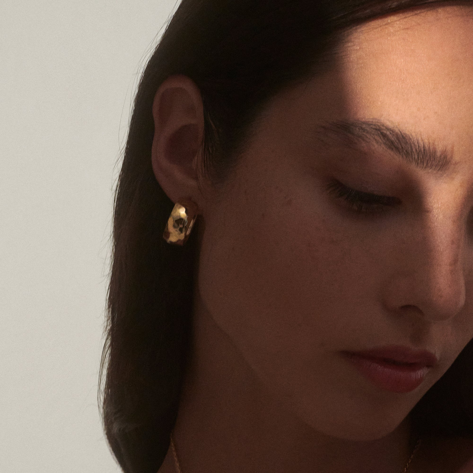 Hammered Dome Hoops in Gold