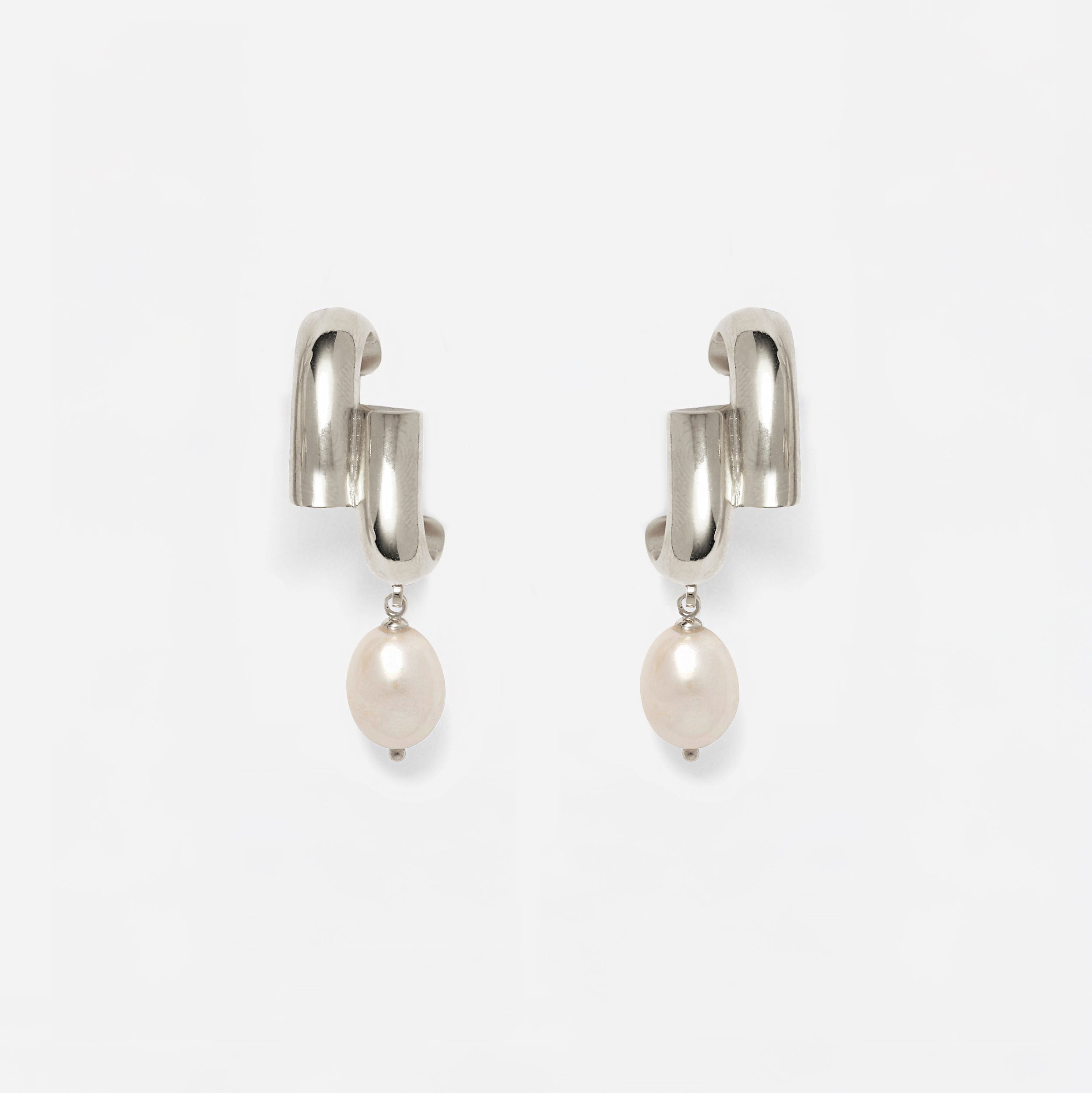 Pearl Shift Earrings in Silver