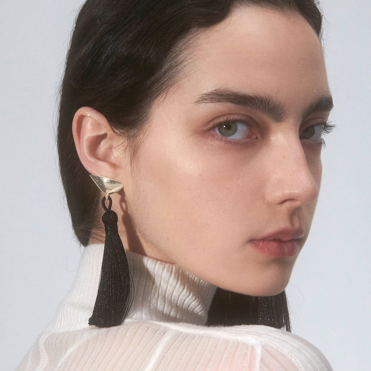 Tassel Lobe Earrings in Silver