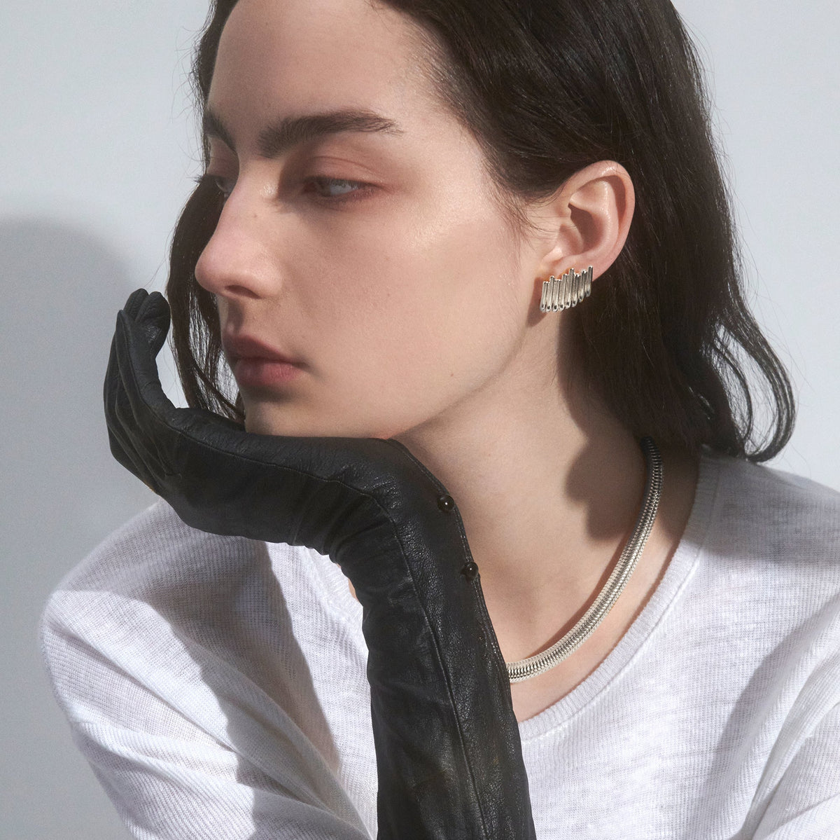 Strata Earrings in Silver