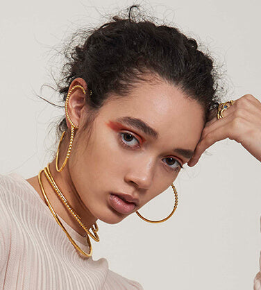 Pearled Trace Ear Cuff in Gold- Left Ear