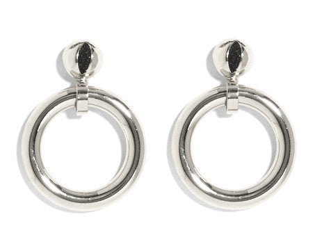 Cat Eye Hoops in  Silver with Crushed Jet