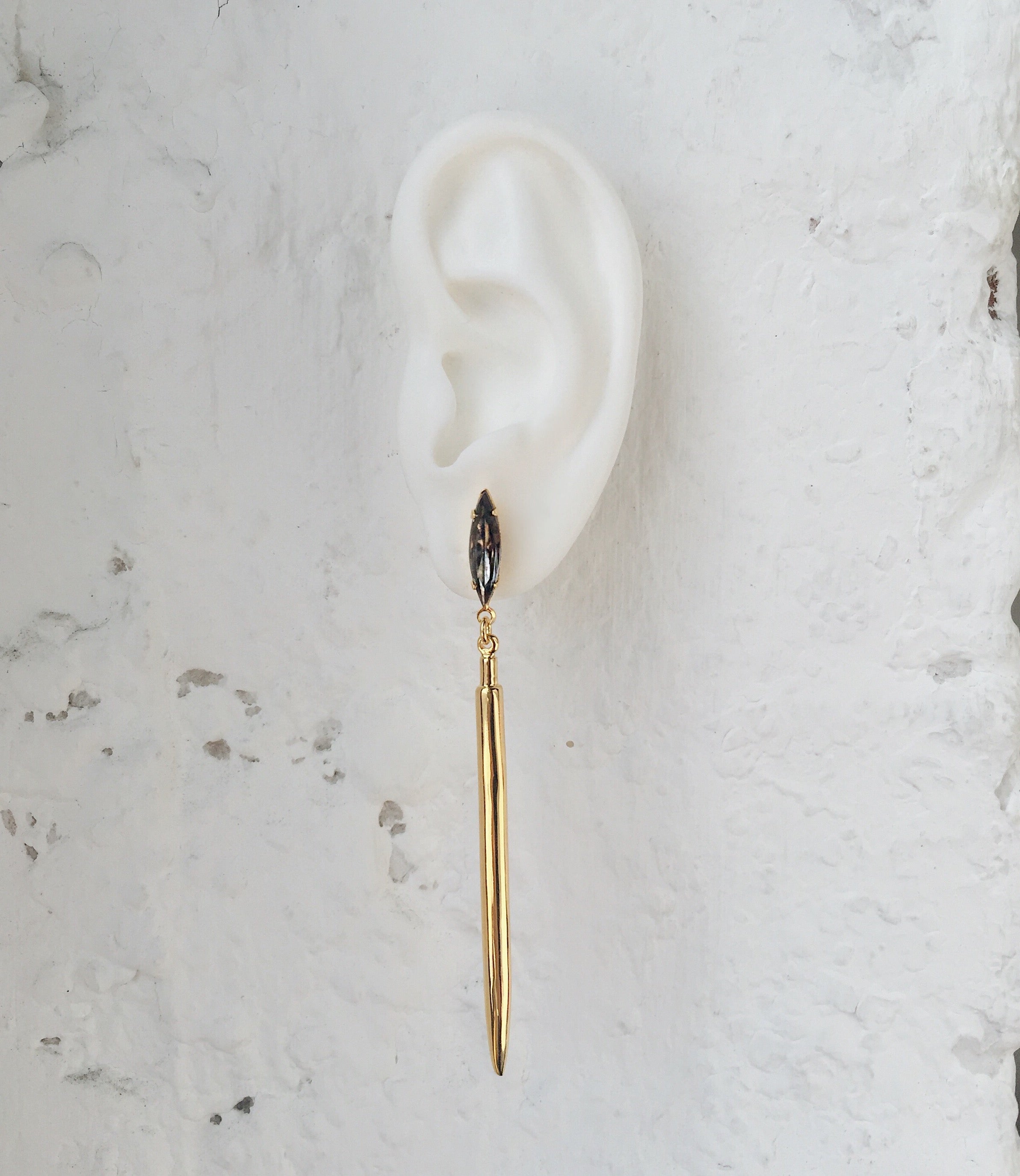 Lady Grey Jewelry Crystal Spike Earring in Gold