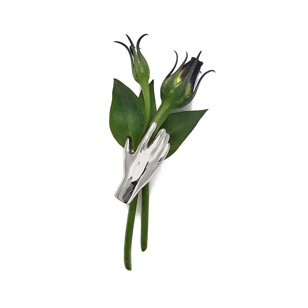 Lady Grey Jewelry Hand Botanical Brooch in Silver