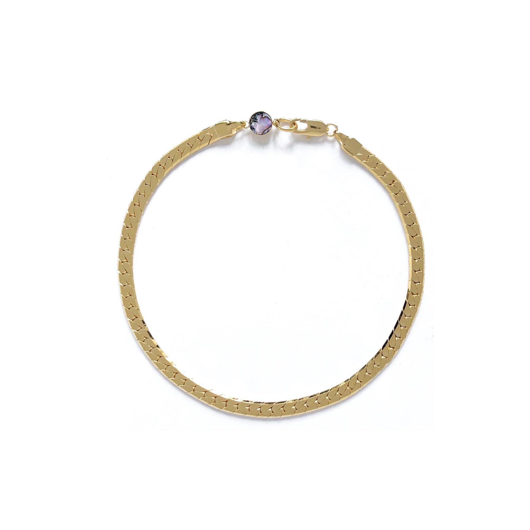 Lady Grey Jewelry Herringbone Bracelet in Gold with Abalone