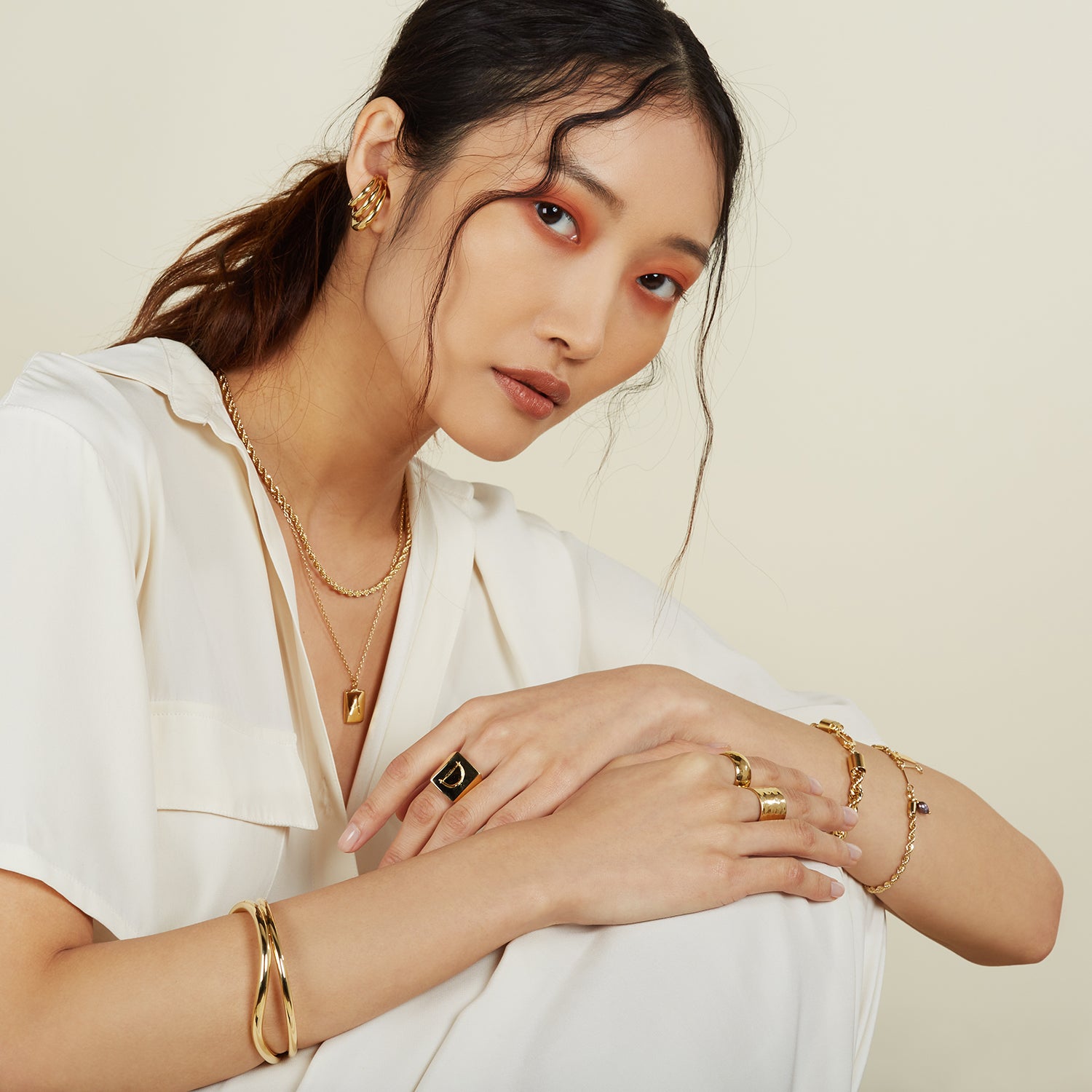 Triple Lair Ear Cuffs in Gold