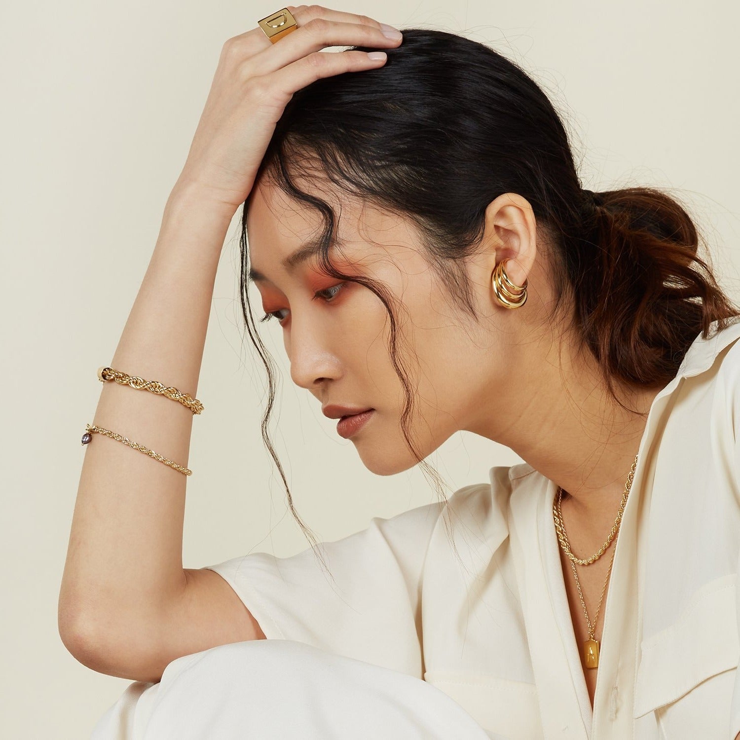 Triple Lair Ear Cuffs in Gold