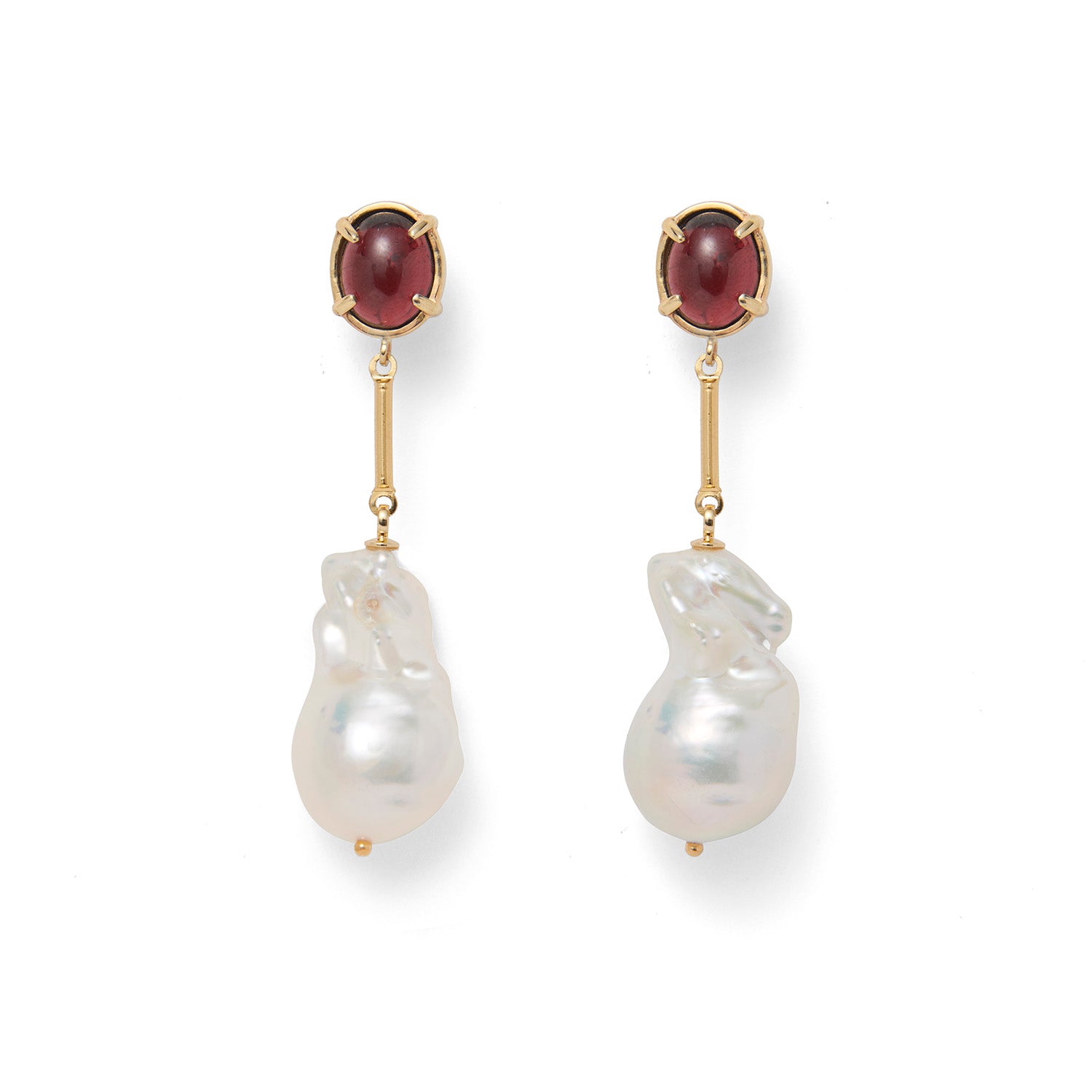 Garnet Baroque Earrings in Gold