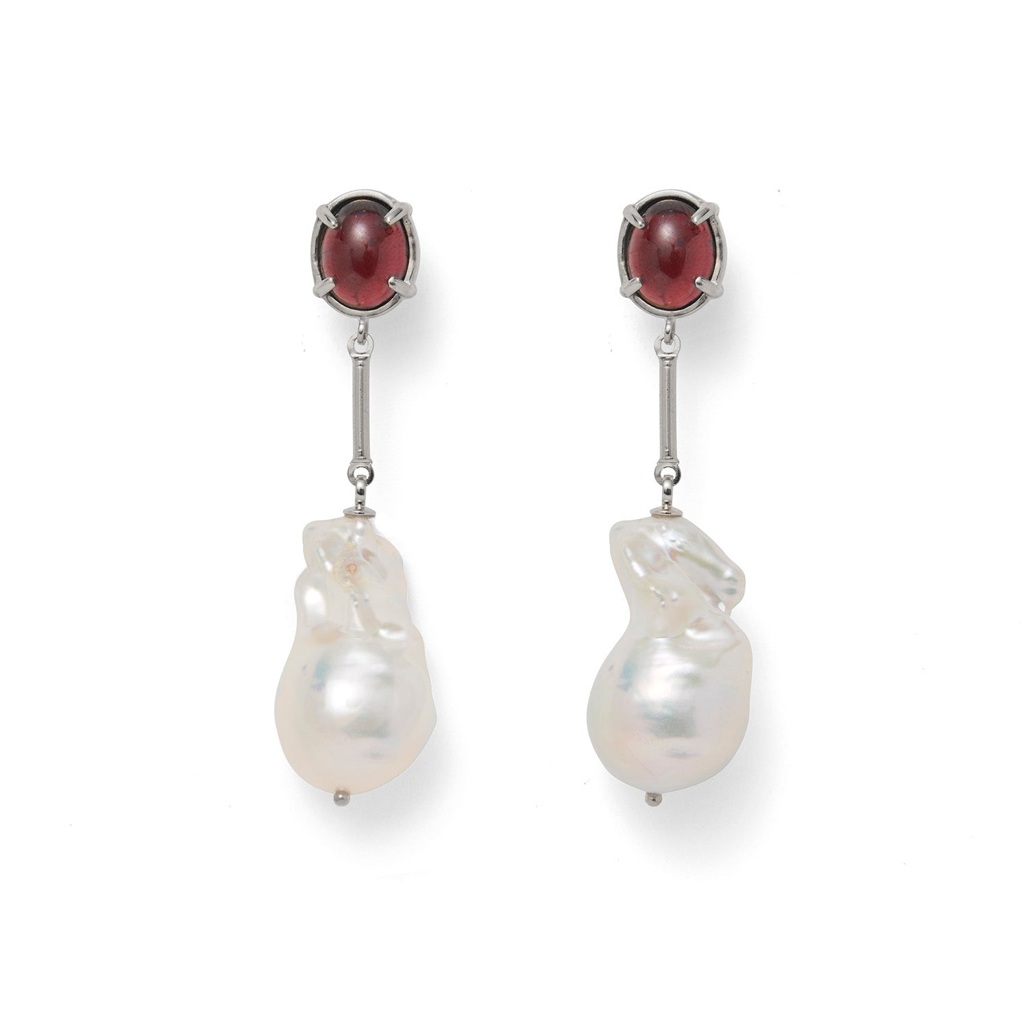 Garnet Baroque Earring in Silver