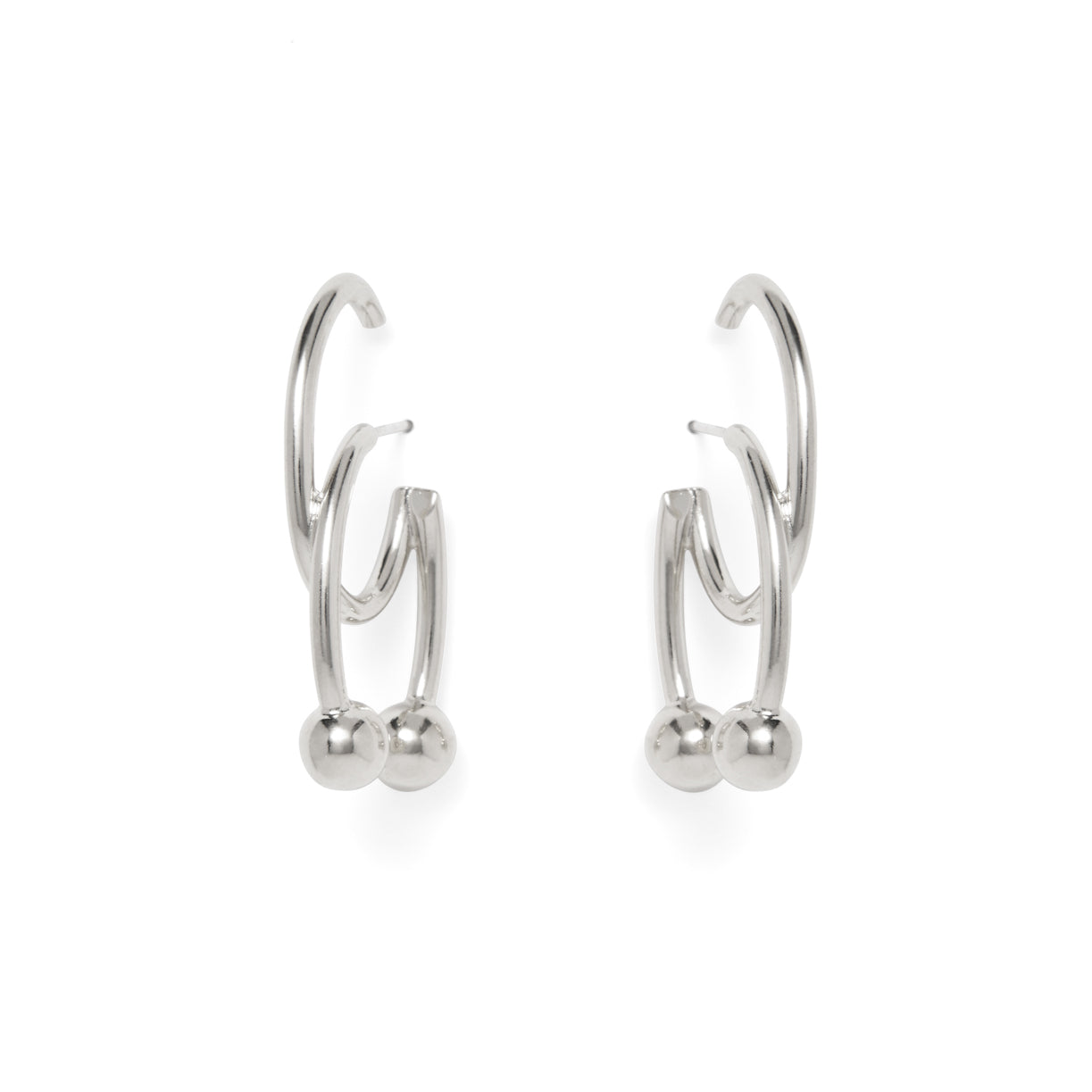 Double Barbell Huggie in Silver