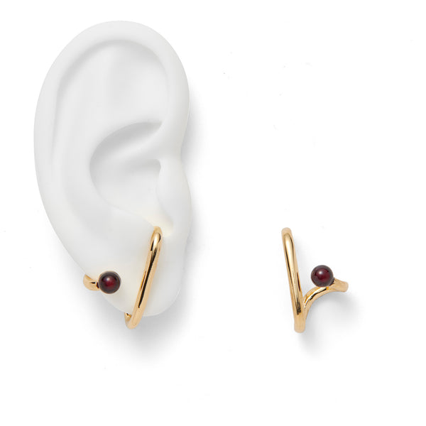 Garnet Clutch Earring in Gold