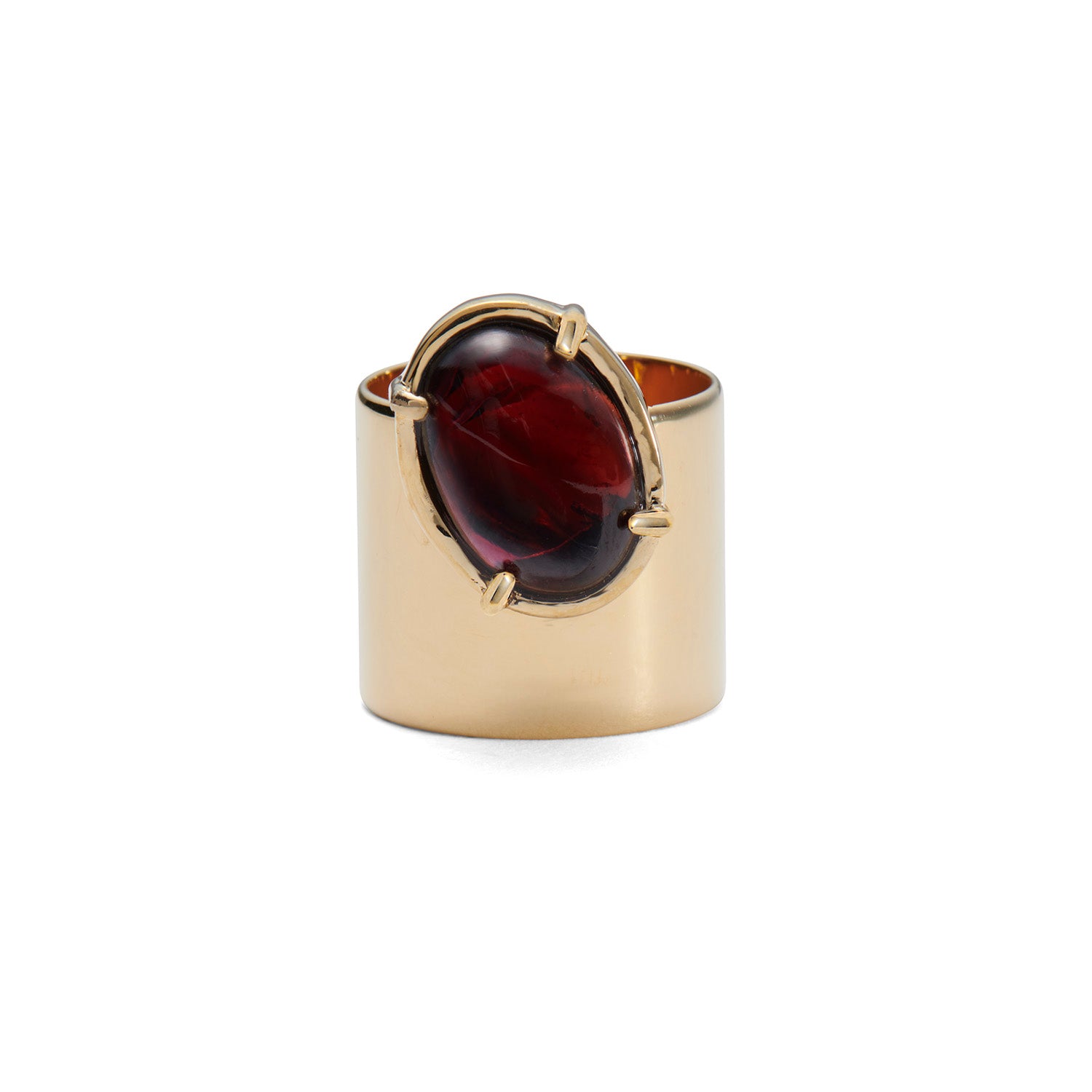 Offset Garnet Ring in Gold