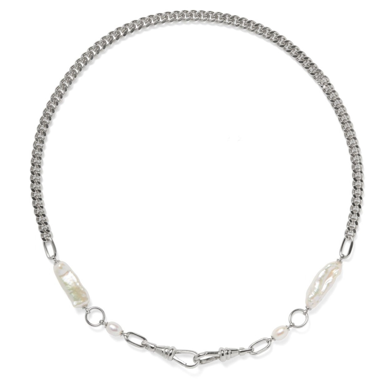Lady Grey Pearl Collage Mask Chain in Rhodium