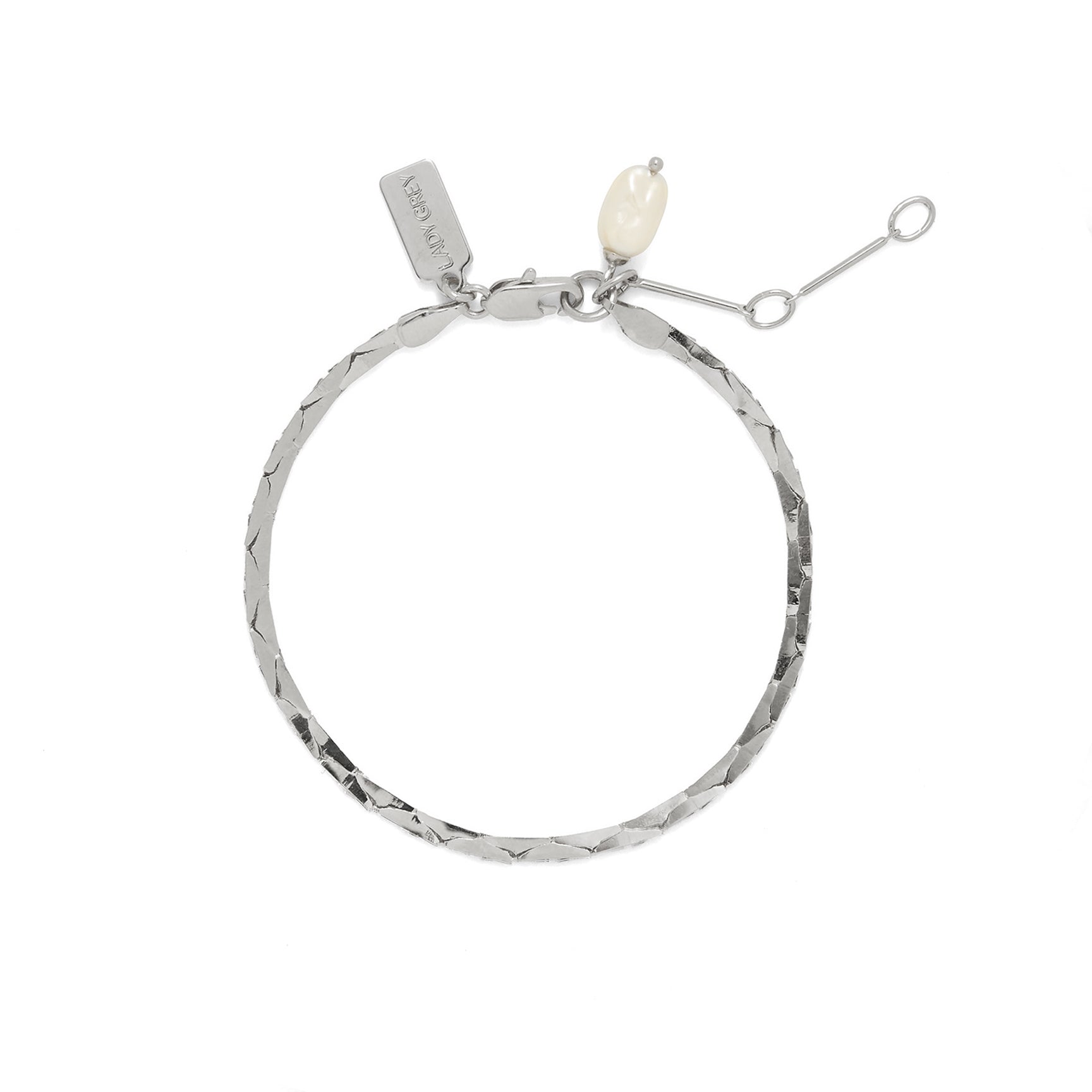 Lady Grey Jewelry Pearl Cobra Bracelet/Anklet in Rhodium