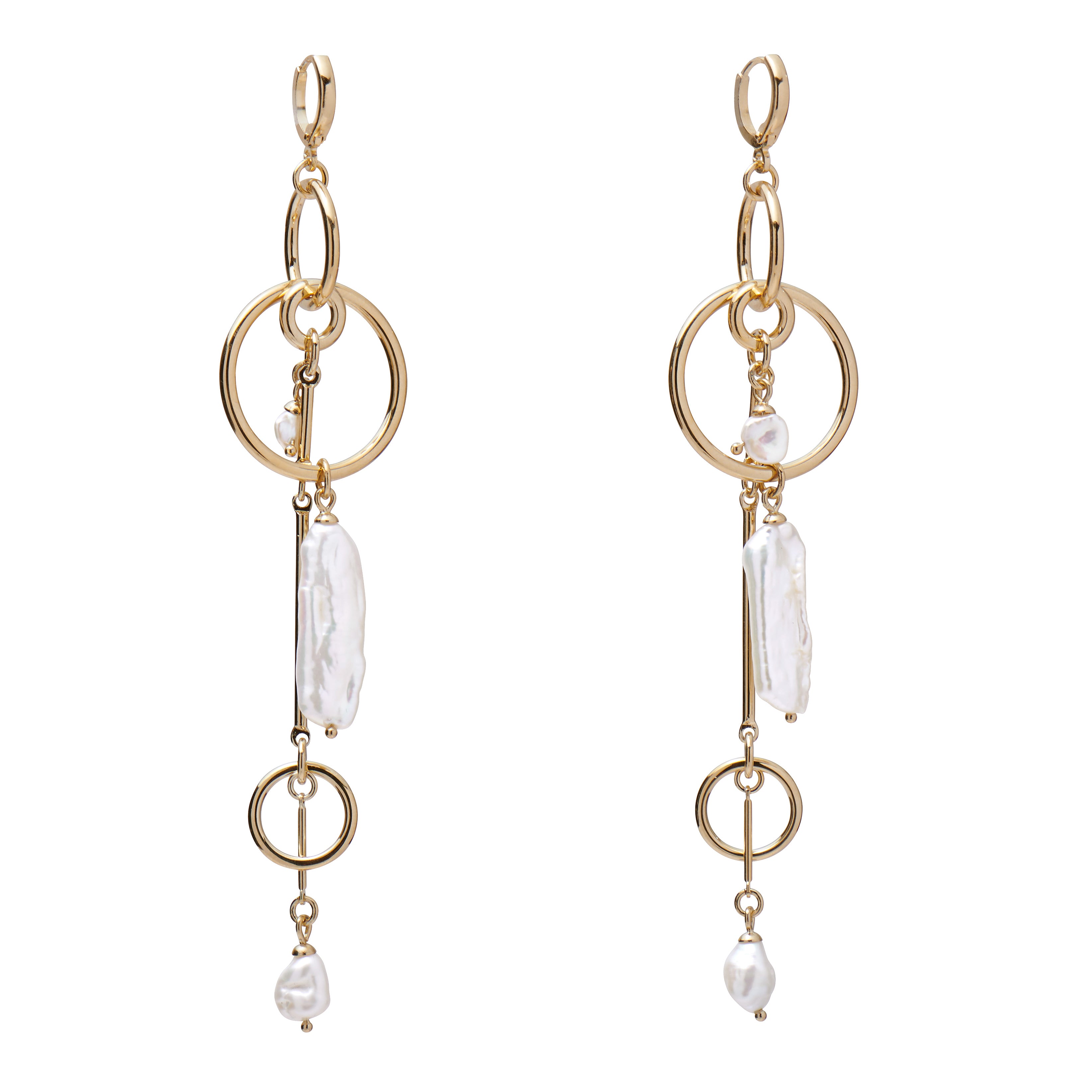 Lady Grey Jewelry Pearl Mobile Earring in Gold