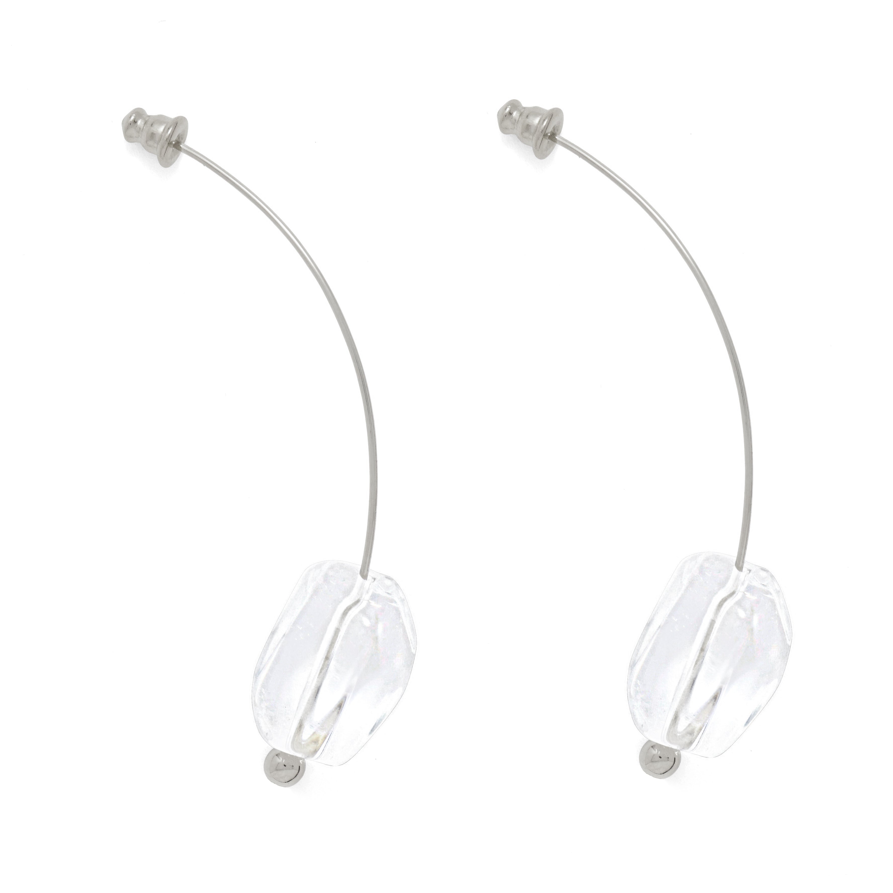 Lady Grey Jewelry Quartz Drop Earring in Rhodium