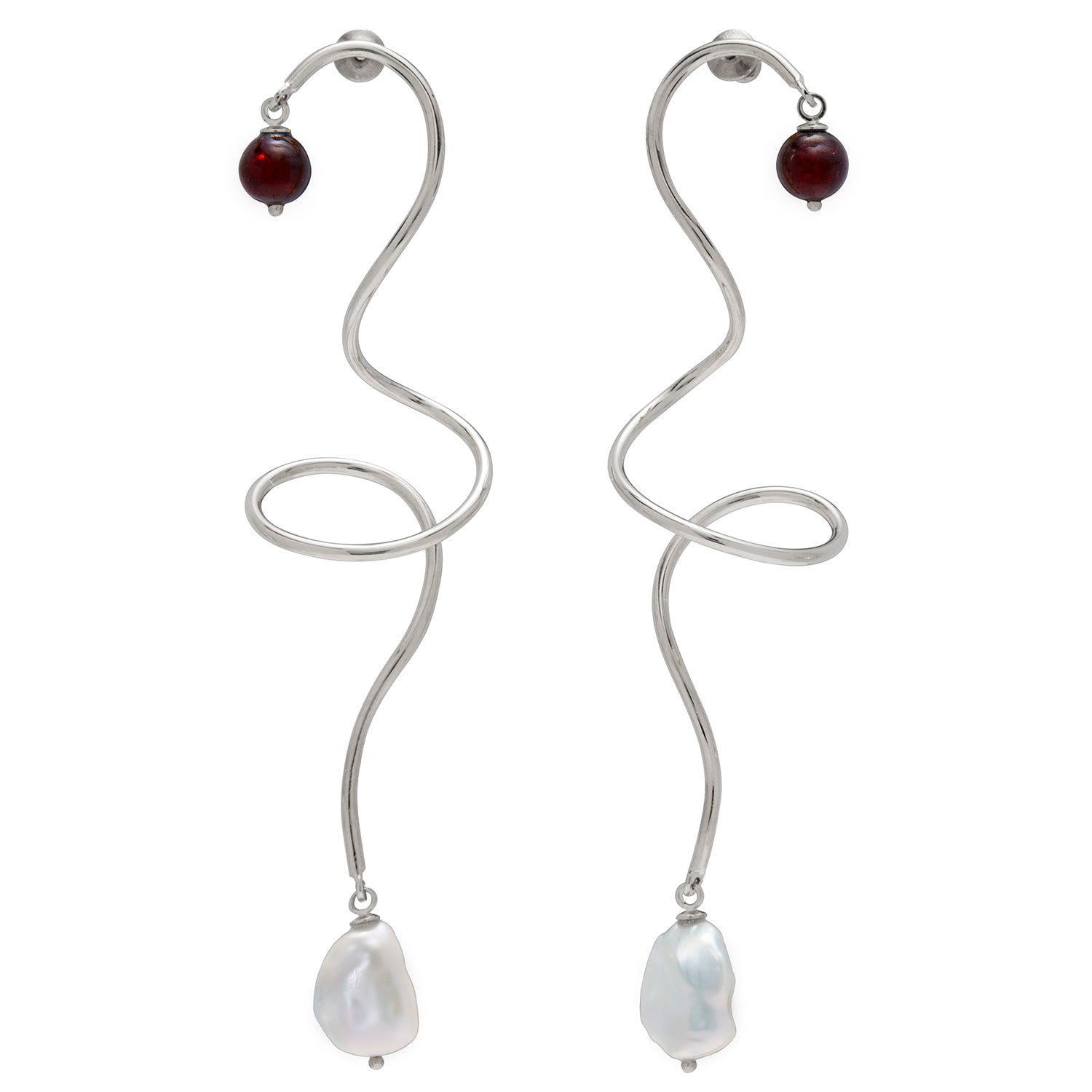 Stone Script Earring in Silver