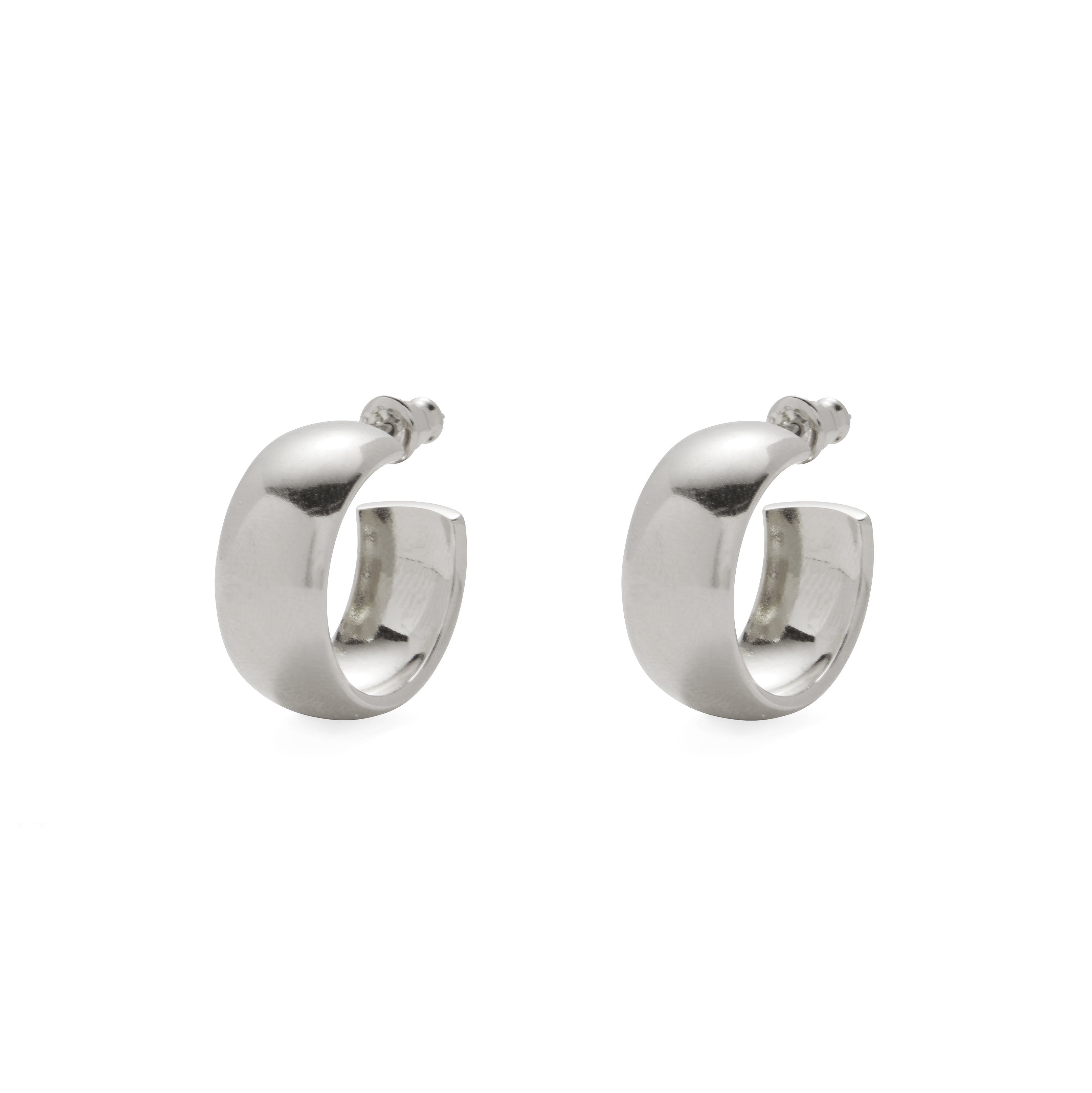 Lady Grey Jewelry Small Dome Hoop in Rhodium