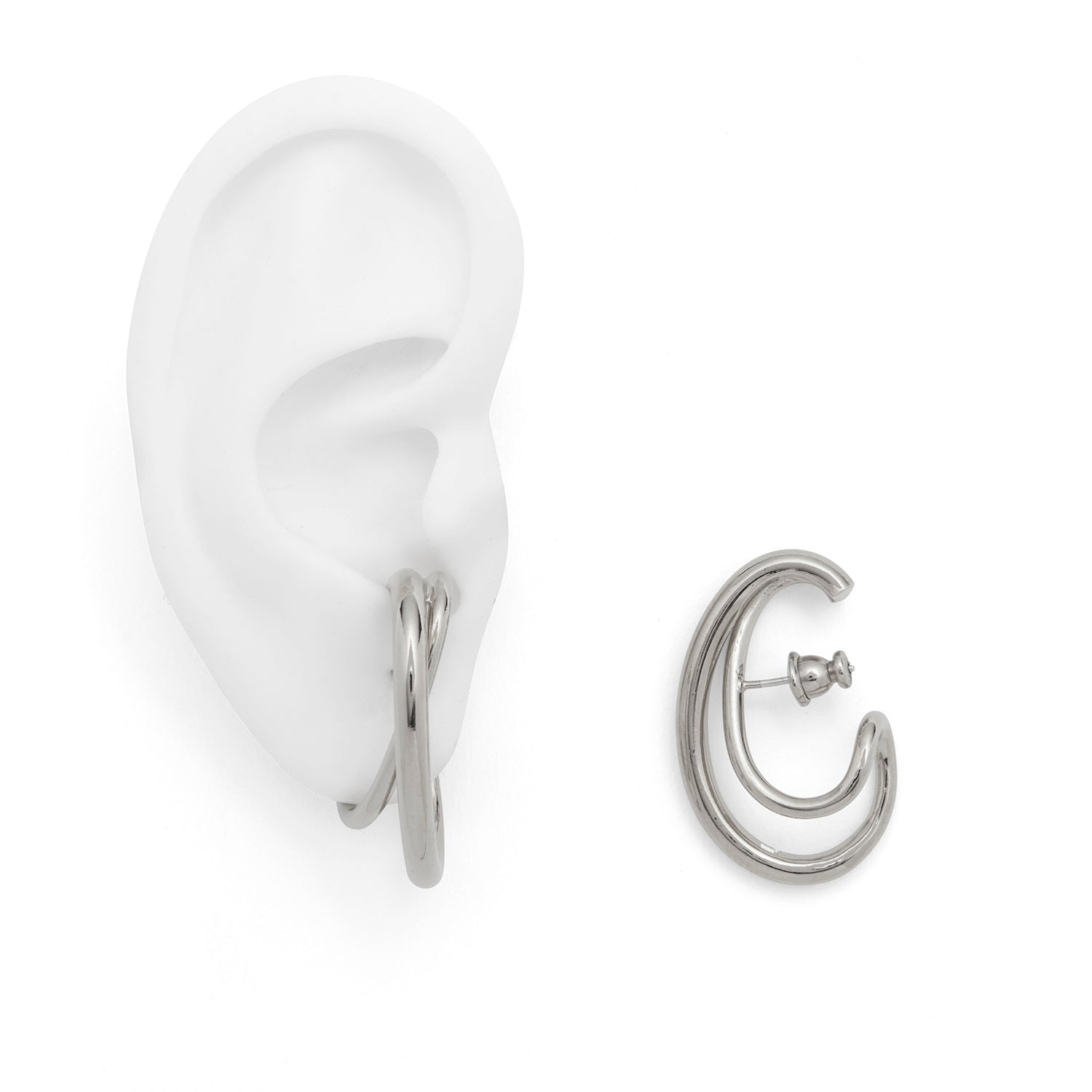 Lady Grey Torque Earring in Silver