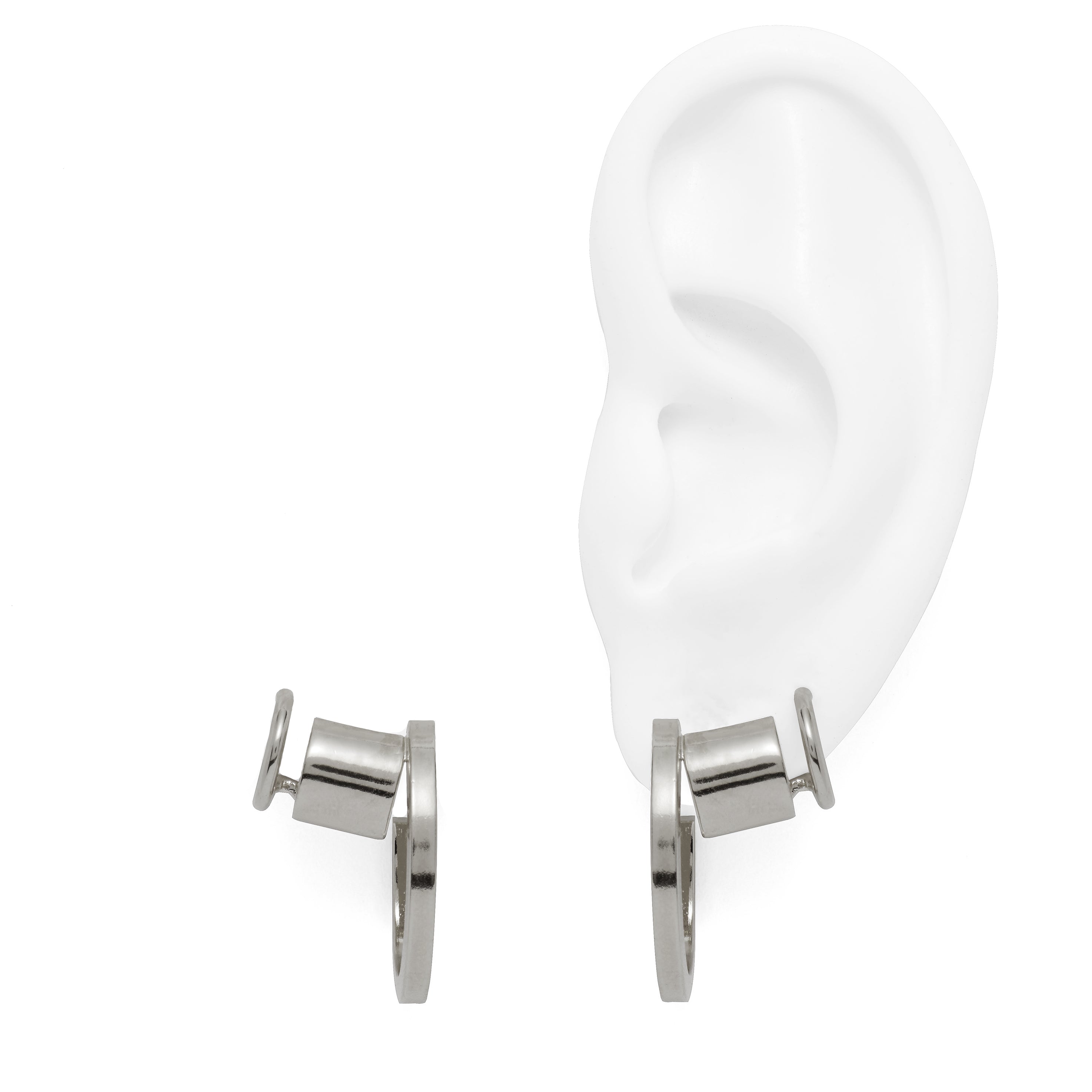 Lady Grey Jewelry Trinity Hoop in Rhodium