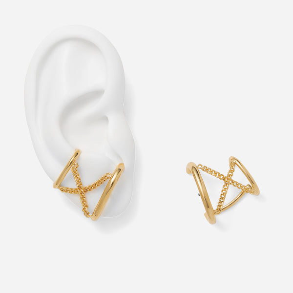 X Chain Ear Cuff in Gold