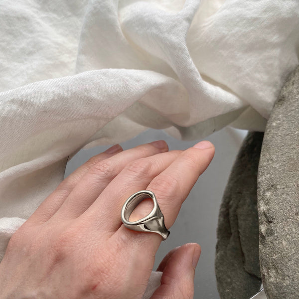 Melted Signet Ring in Silver