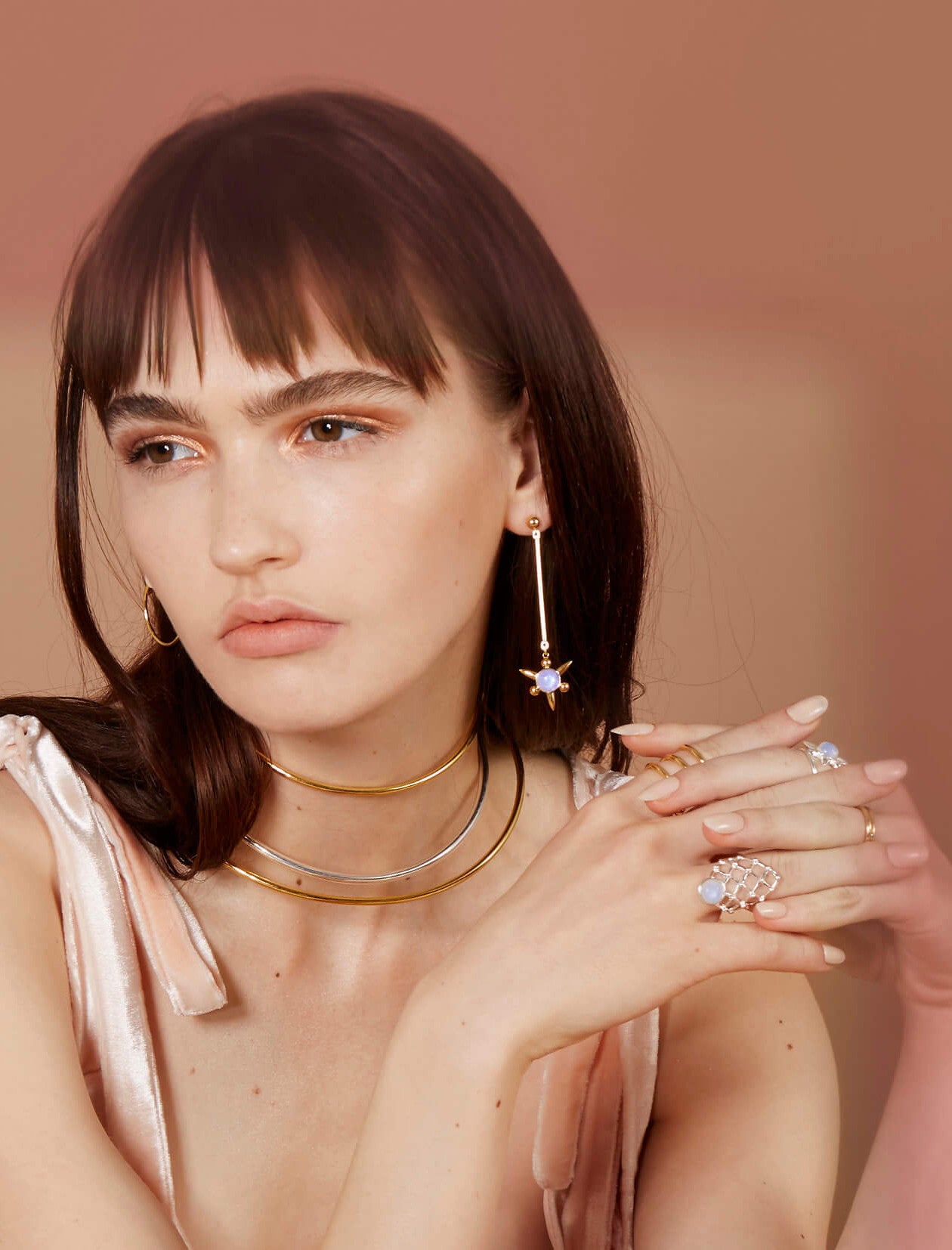 Moonstone Lattice Ring in Silver