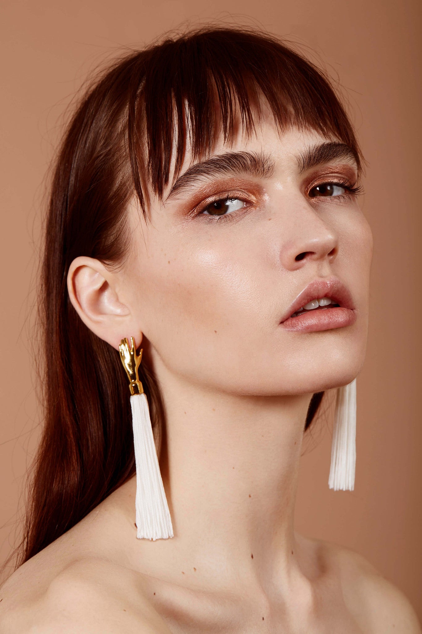 Lady Grey Jewelry Hand Silk Tassel Earring in Gold