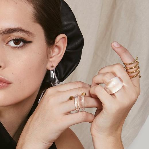 Lucite Spiral Ring in Gold