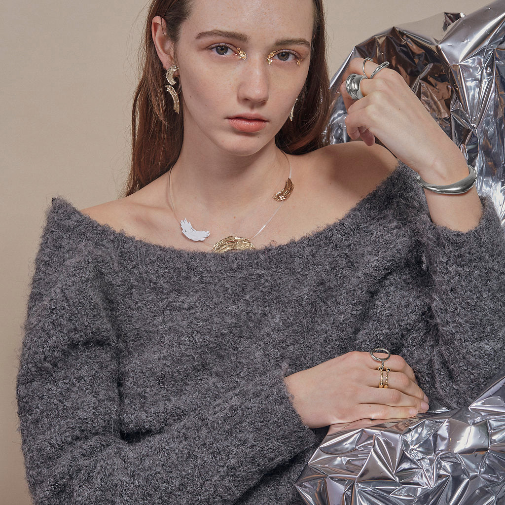 Organic Cuff in Rhodium