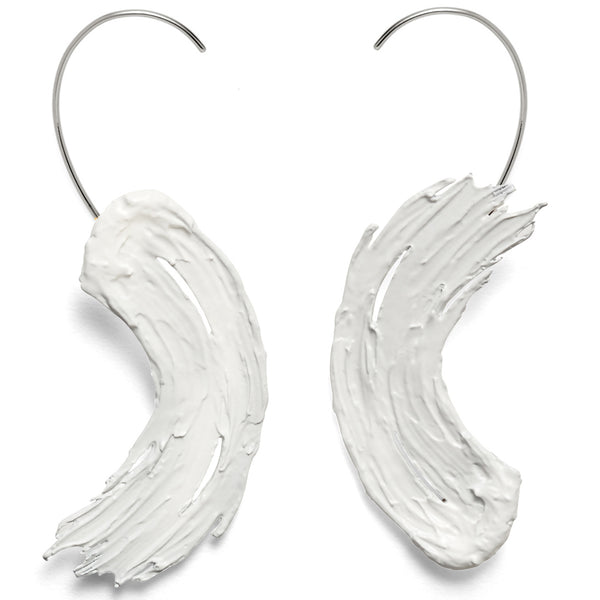 Eva Earrings in Rhodium and White