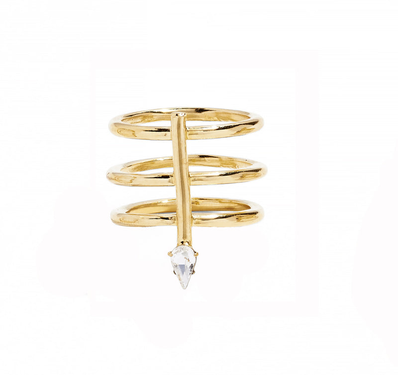 Lady Grey Arrow Ring in Gold with Swarovski Crystal