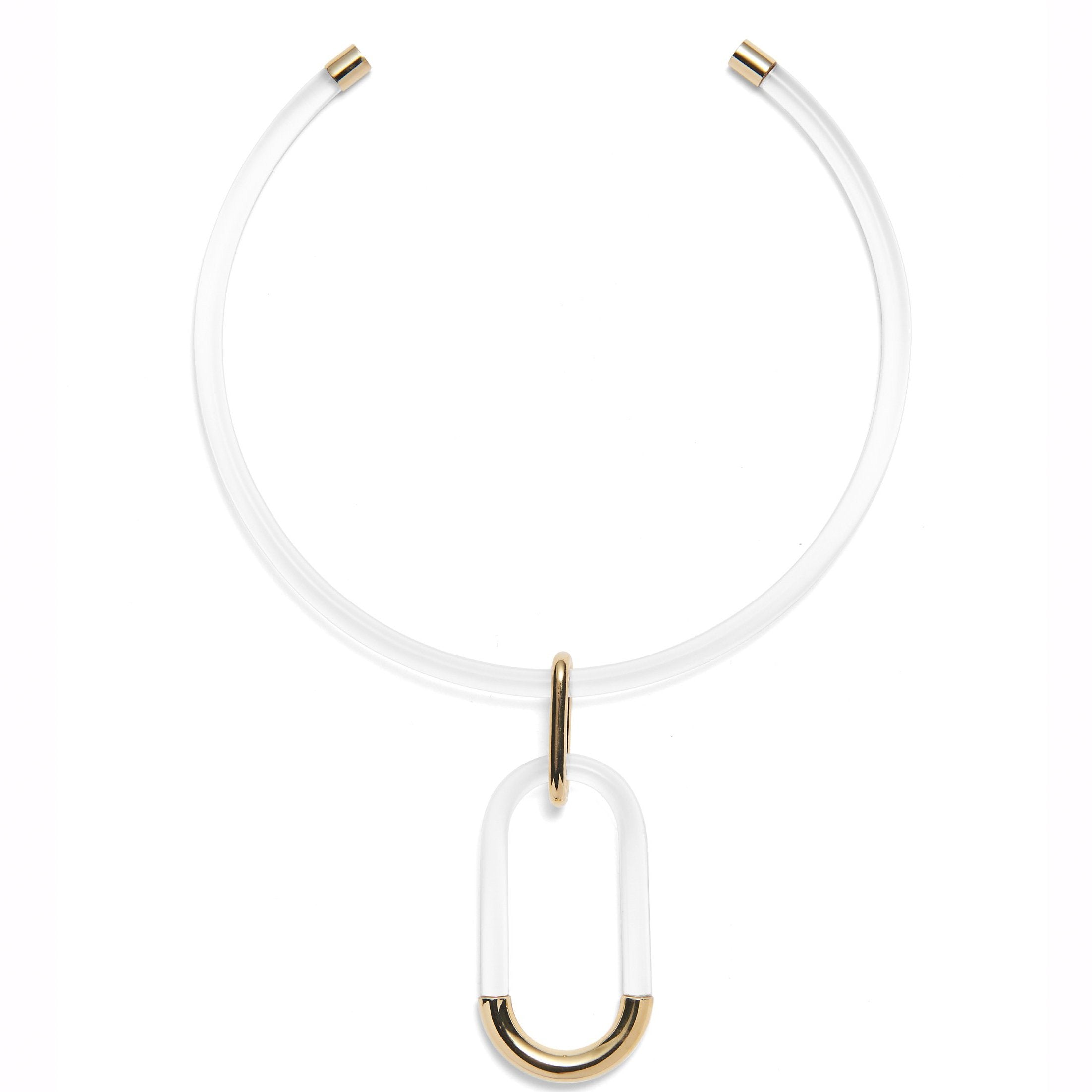 Lady Grey Jewelry Lucite Link Collar in Gold and Clear