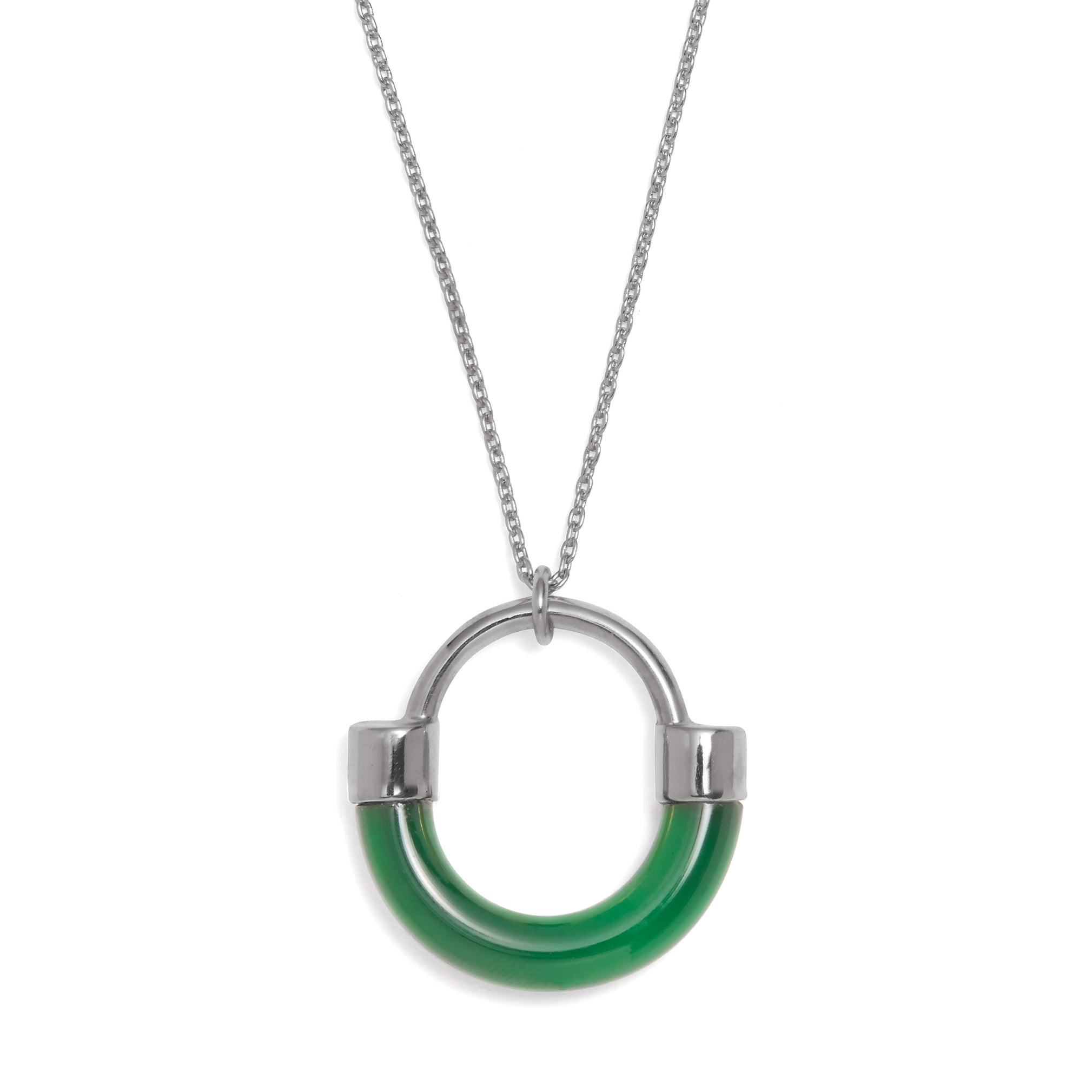 Fraction Bracelet in Rhodium and Emerald