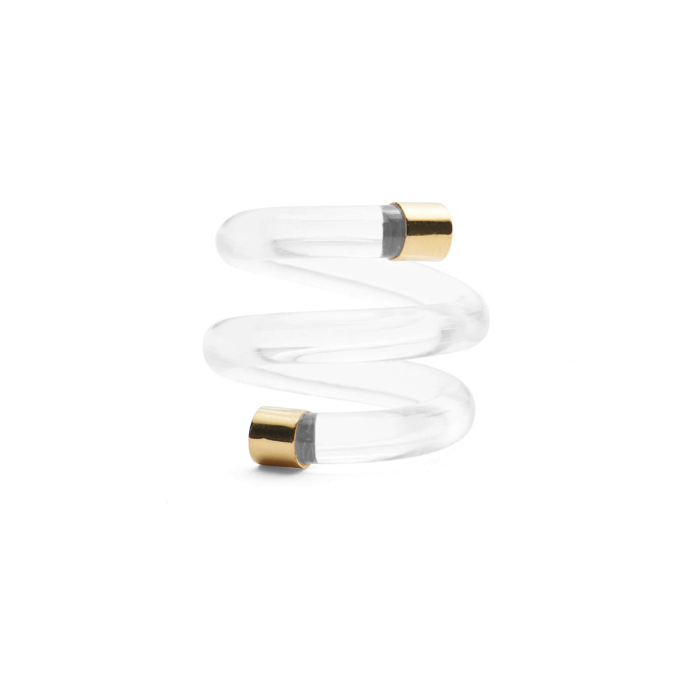 Lady Grey Jewelry Lucite Spiral Ring in Gold and Clear